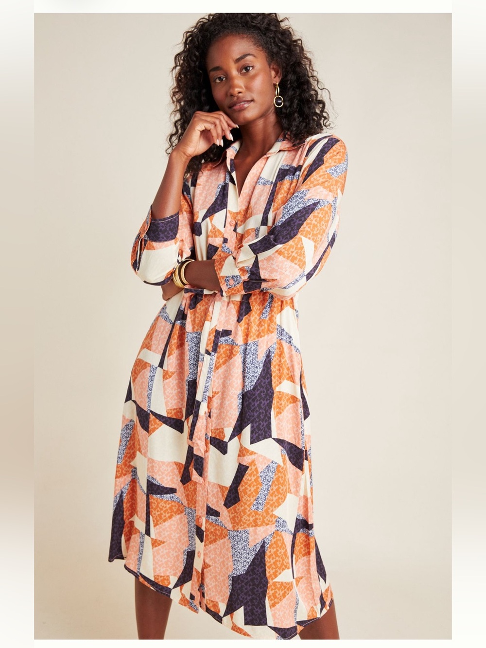 COREY LYNN CALTER Abstract Maxi Shirt Dress Size Small